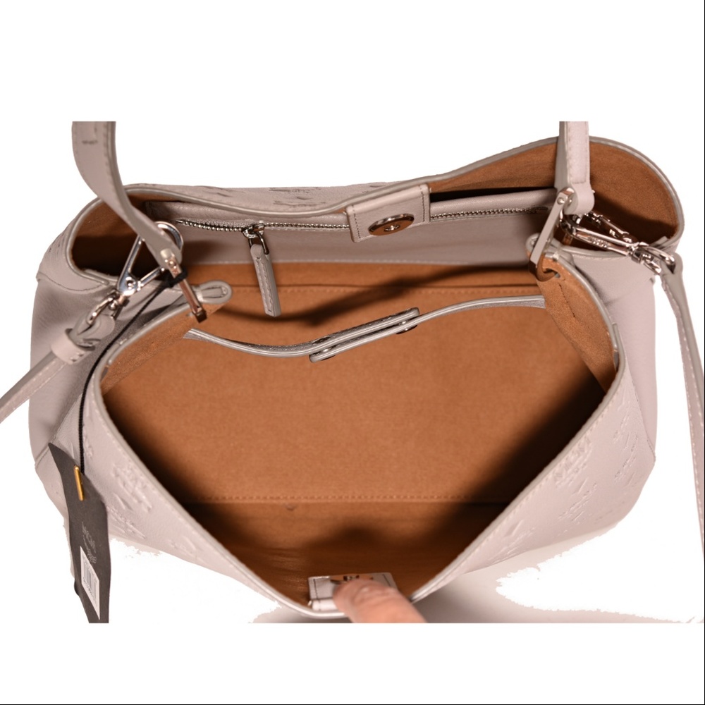 New MCM Monogram Sara Convertible Leather Hobo Bag - Picture 6 of 8